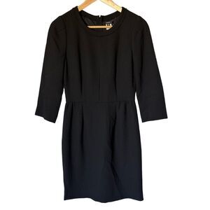 J.CREW Dress Womens Size 00 Black Sheath 3/4 Sleeve Versatile Timeless